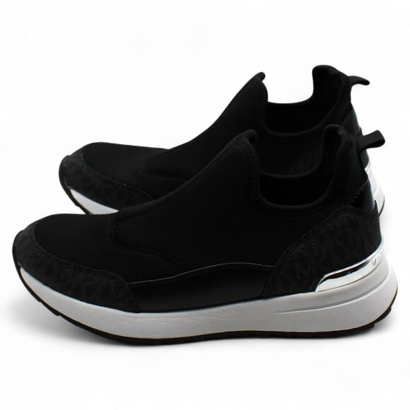 Michael Kors Black Fabric Round Toe Low Top Slip On Fashion Sneakers - Picture 6 of 8